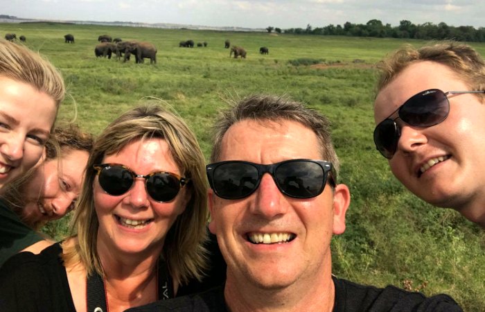 Family holiday in Sri Lanka - selfie with three grown up kids