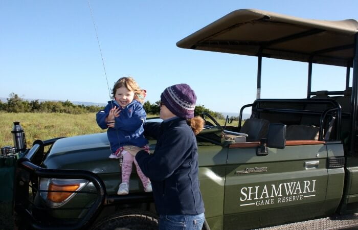 A toddler on safari in the Eastern Cape