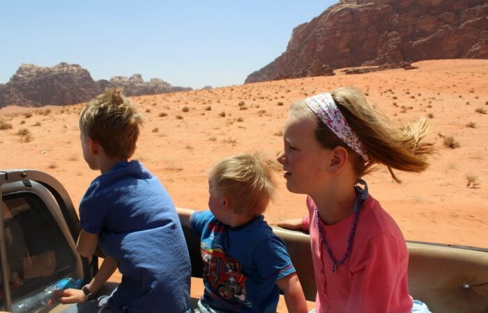Single parent holidays - travelling through the desert on a Jordan family holiday