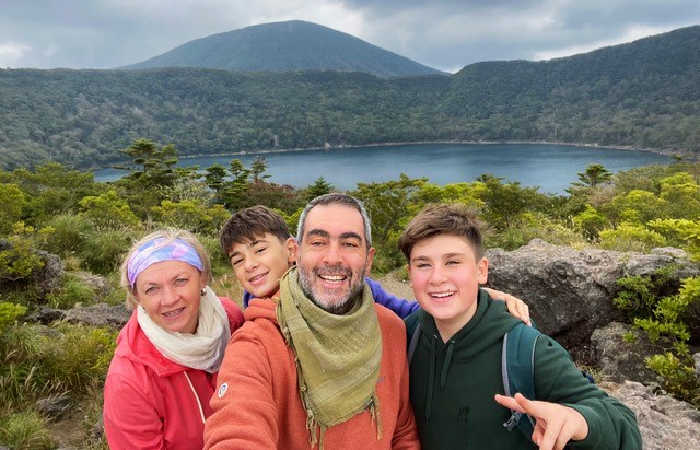 Family hiking on Japan holiday - Kirishima National Park