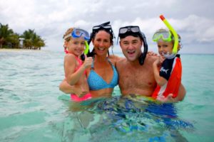 2017 family holidays - family about to go snorkelling in Belize
