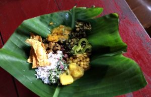 Sri Lanka family travel - delicious food on a leaf