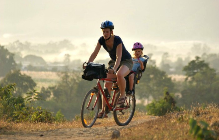 Family cycling holidays - Liddy in Burma on a family bike ride