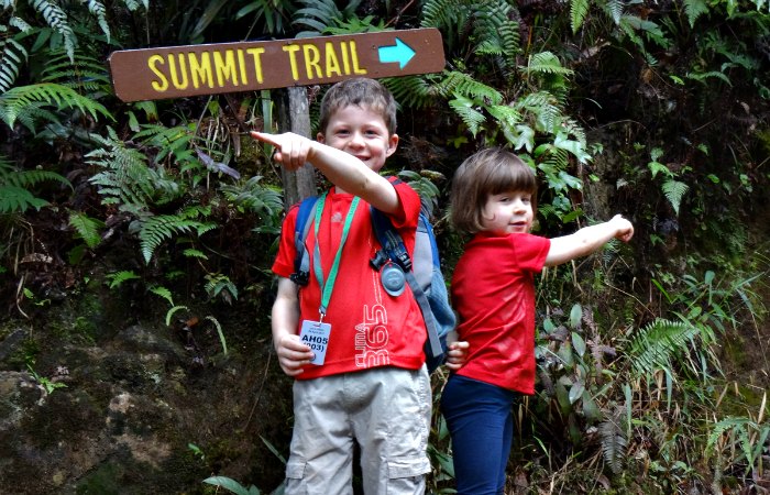 Climbing Mount Kinabalu lower slopes with the kids still in t-shirts