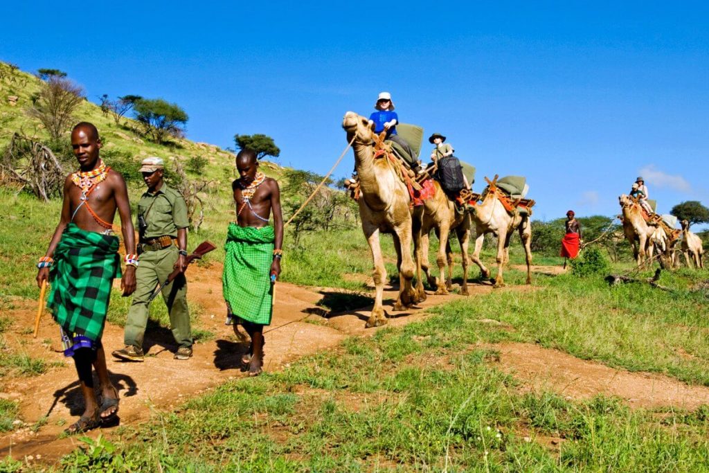 Family adventure holidays - camel trekking in Kenya