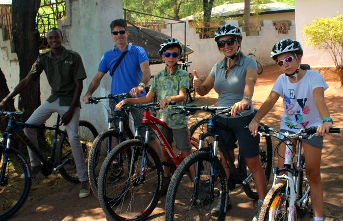 Family safaris - family sending off on a cycling trip in Arusha