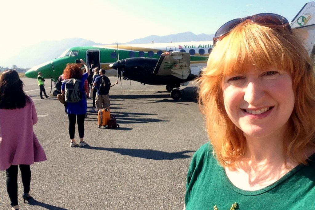 Nepal photo diary - Kelly about to fly from Pokhara to Kathmandu