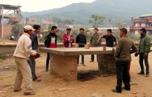 Guys playing table tennis in Nepal