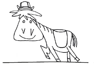 Mule on family safari holiday illustration