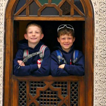 Morocco with kids itinerary - two boys in window