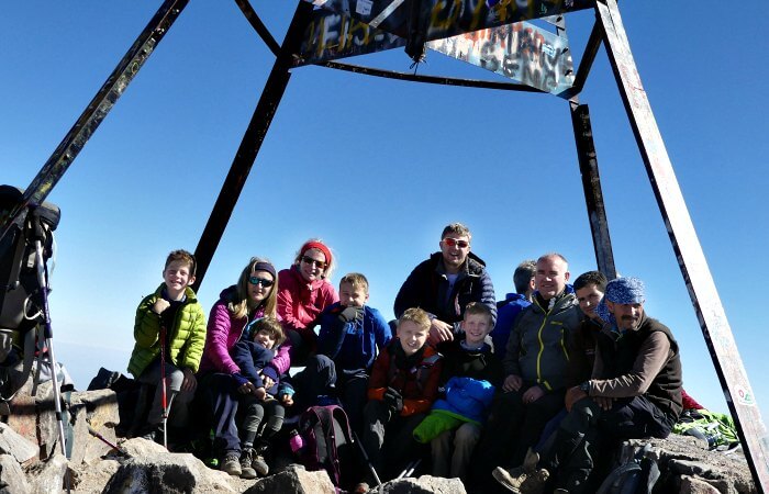At summit of Mt Toubkal - Morocco for children itinerary