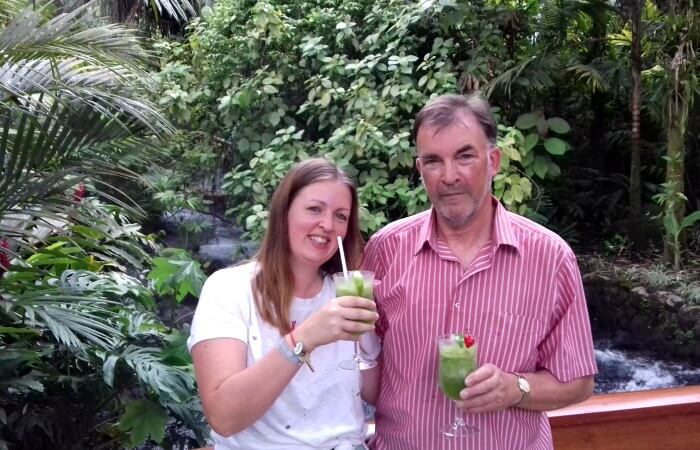 Self driving in Costa Rica trip - cocktails at hot springs in Arenal