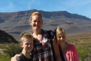 About Stubborn Mule - Liddy Pleasants MD with two of her children on holiday in South Africa