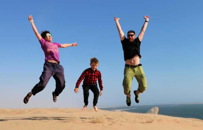 Namibia dunes - jump for joy!