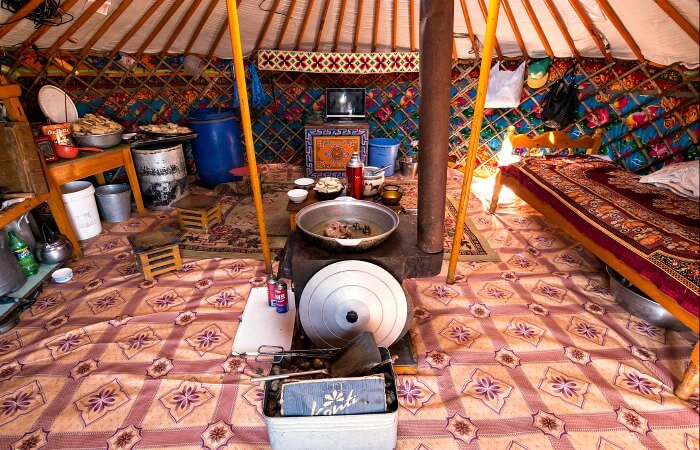 Inside a typical family-owned ger or yurt - where to stay in Mongolia
