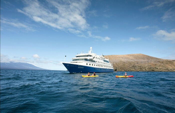 Kids holodays abroad - fun places to sleep - photo of a small cruise ship in the Galapagos