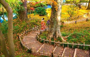 Kenroku-en gardens with Geisha taking a stroll - Japan with kids itinerary