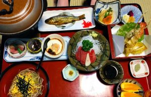 Photo of a traditional Japanese dinne