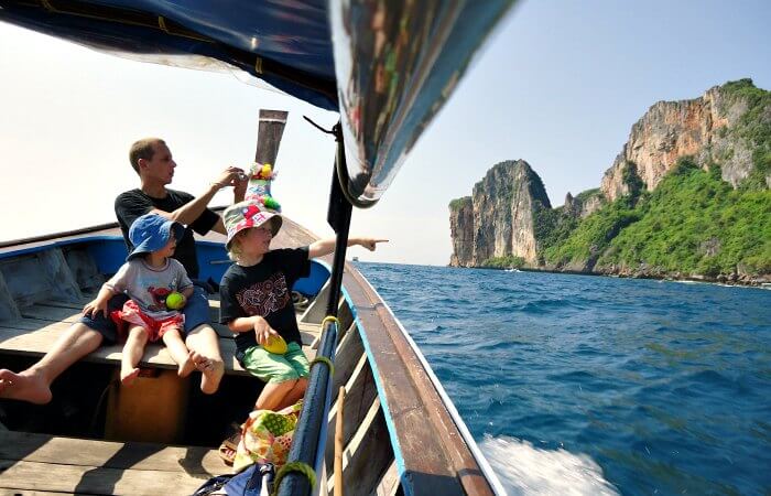 Kids on a boat trip in Thailand