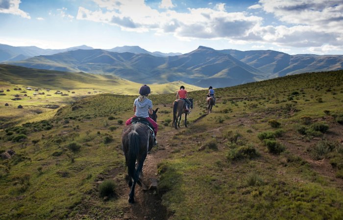 Children pony riding in South Africa