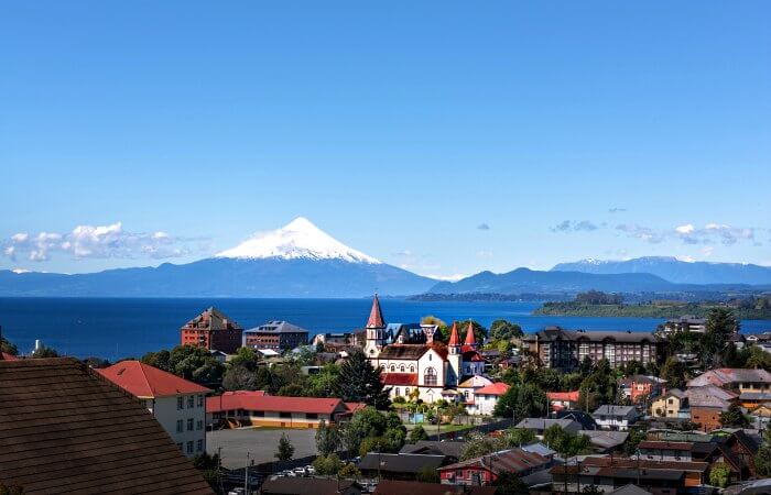 Puerto Varas - Chile - with volcano in distance - Patagonia with kids holiday