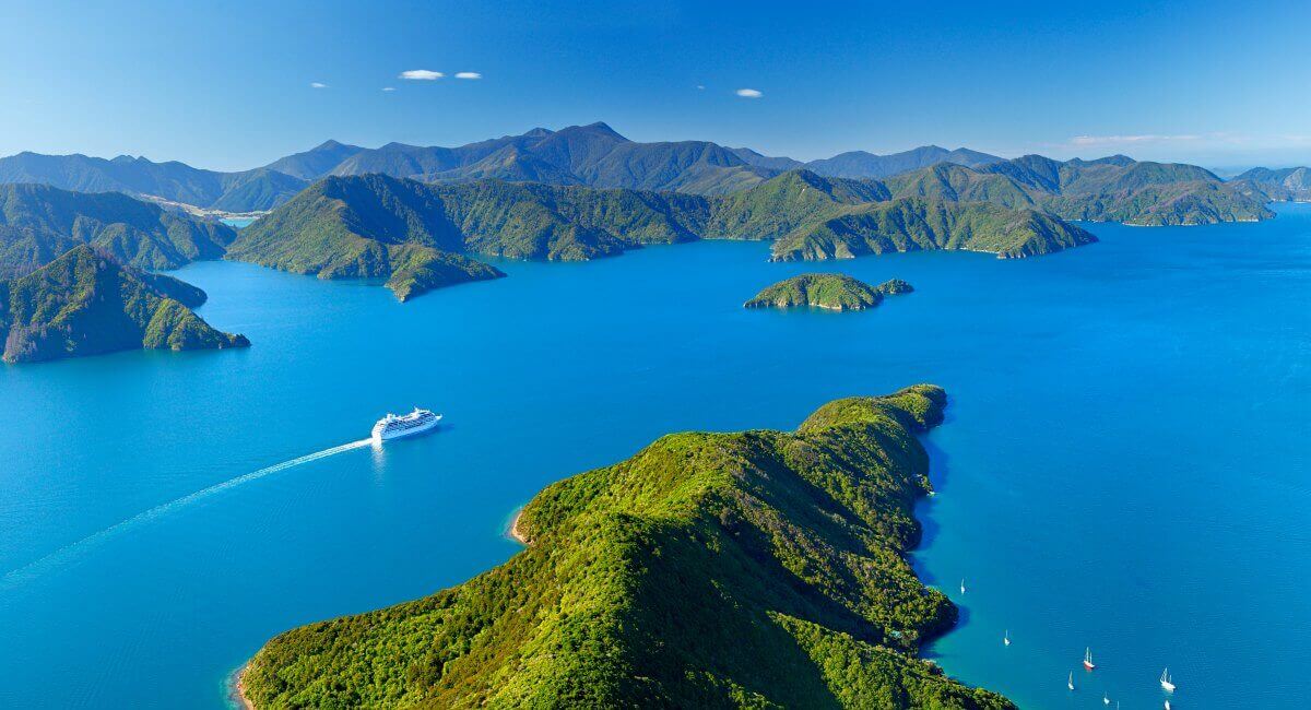 Food for the Soul - aerial photo of Marlborough Sounds by Rob Suisted