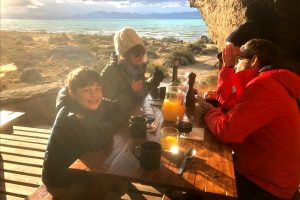 Patagonia with kids holiday - dinner by Lake Argentino