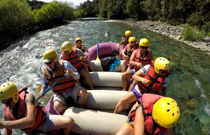White water rafting on Patagonia with children holiday
