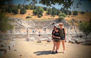 Family exploring ancient ruins in Turkey