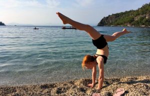 Hand stand on the beach - Turkey family holidays