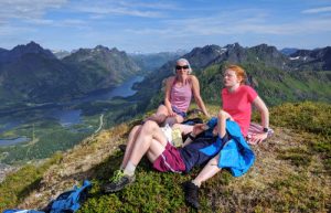 Norway itineraries - mother and children hiking in stunning Norwegian scenery