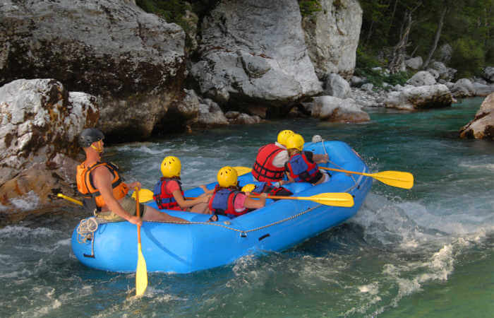 White water rafting - Soca River - on Slovenia family holidays