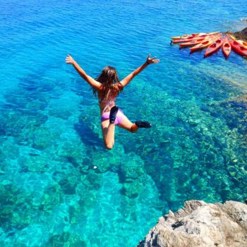 Cliff jumping and kayaking on Croatia with kids holiday