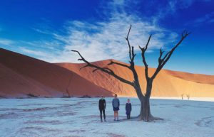 Teenagers on holiday in Namibia's Sussusvlei