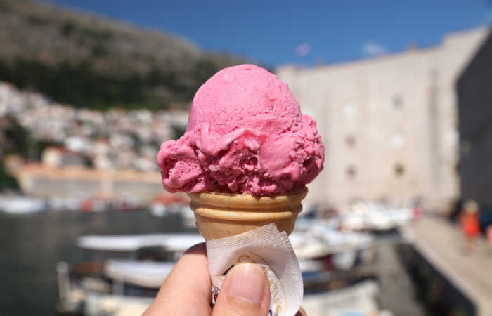Strawberry ice cream in Dubrovnik