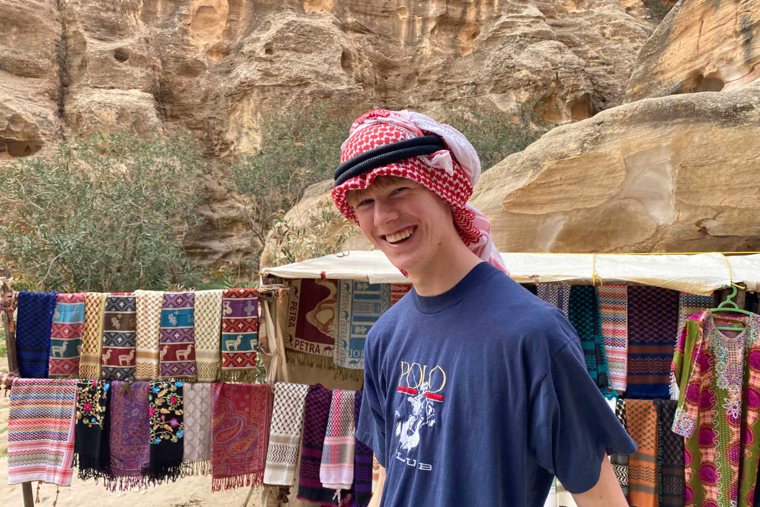 Jordan itinerary for active teens - teenager in Jordan at Petra