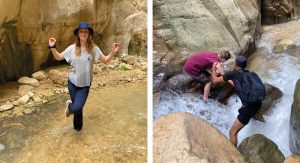 Kids exploring a hidden Wadi in Jordan