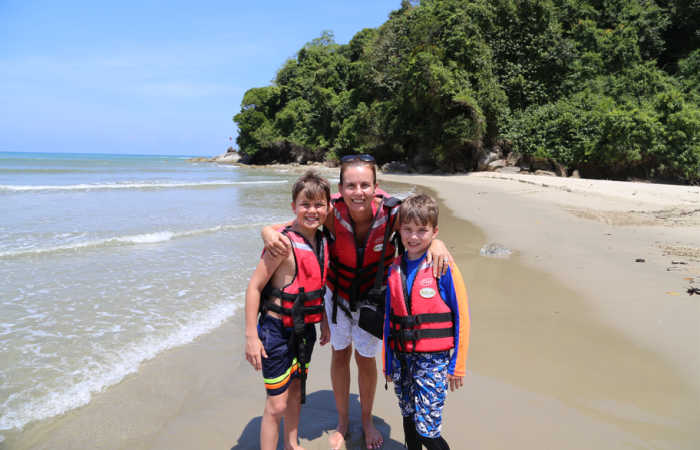 Family on Borneo beach