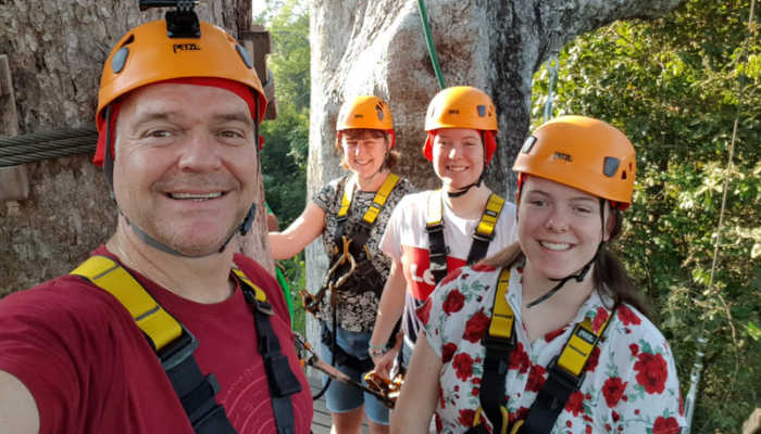 Zip-lining on a Vietnam with kids holiday