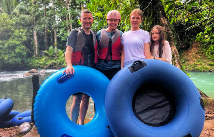 Family tubing on Costa Rica with kids holiday