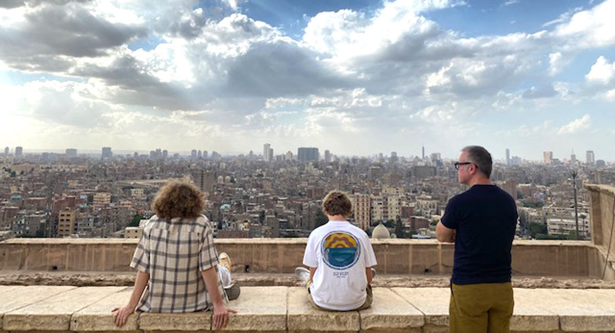 Family with view over Cairo - photos of Egypt holidays