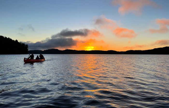 Canada with kids - kayaking in Algonquin at sunset