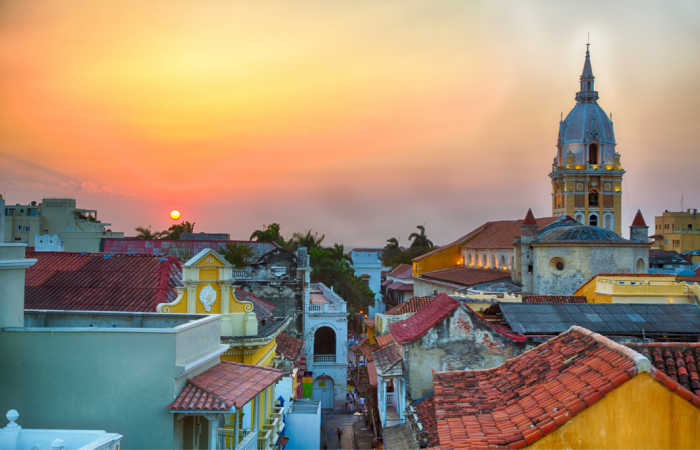 Cartagena sunset on Colombia family holiday
