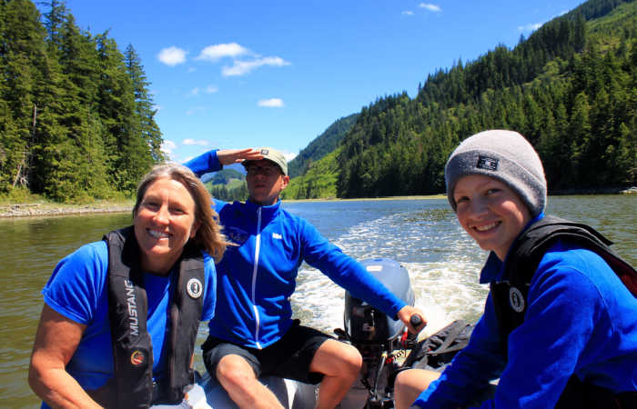 Family on zodiac trip, British Columbia, Canada with kids holiday