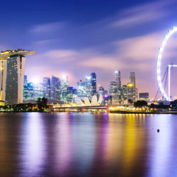 City skyline at night, Singapore with kids holidays and stopovers