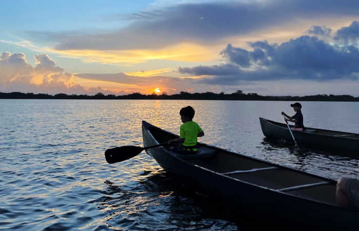 Mexico canoes as dusk