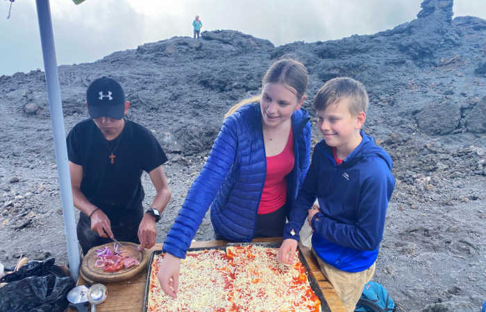 Making pizza on the Pacaya Volcano