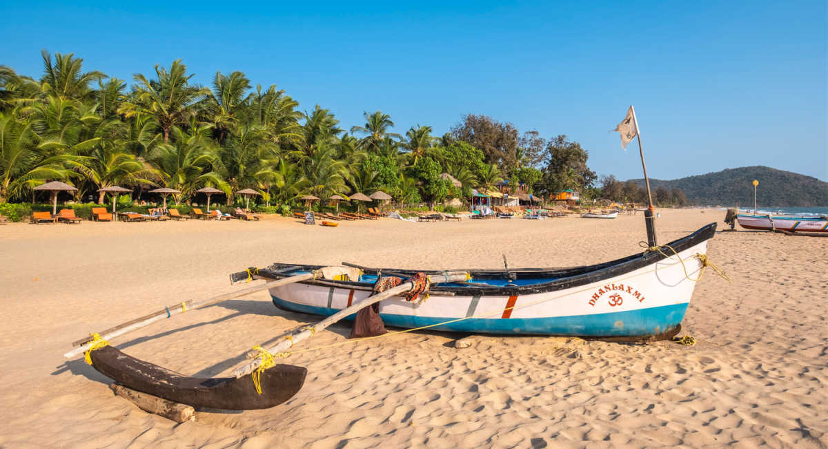 Pale sand beach in Goa, India