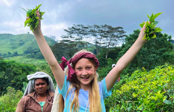 Teenager in Sri Lanka tea picking