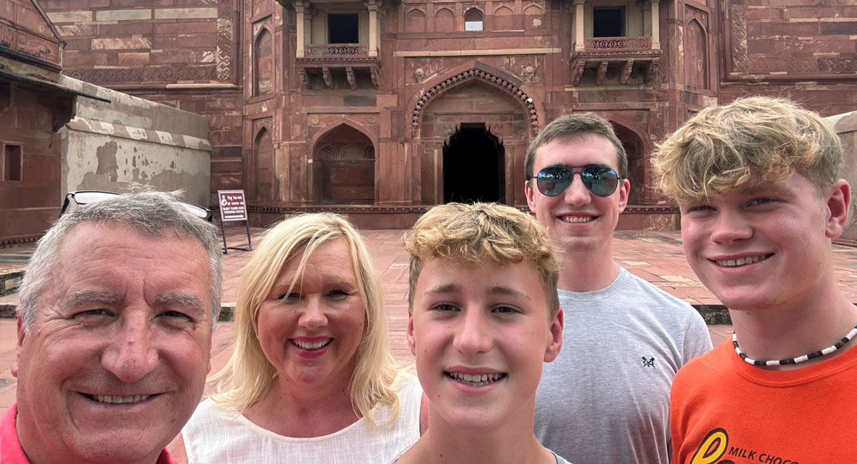 Family at the Red Fort - photos of India with parents and kids